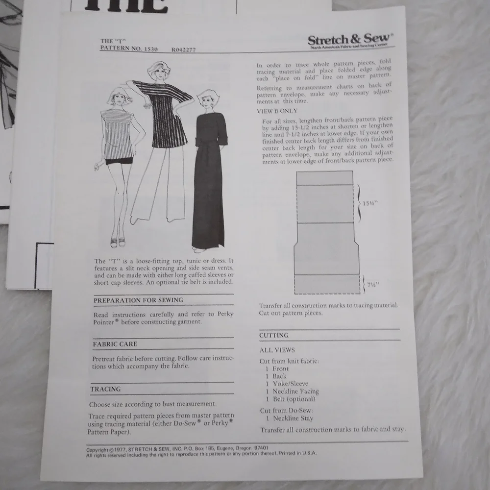 STRETCH & SEW 1530 Bust 28-44 T-Dress and Top